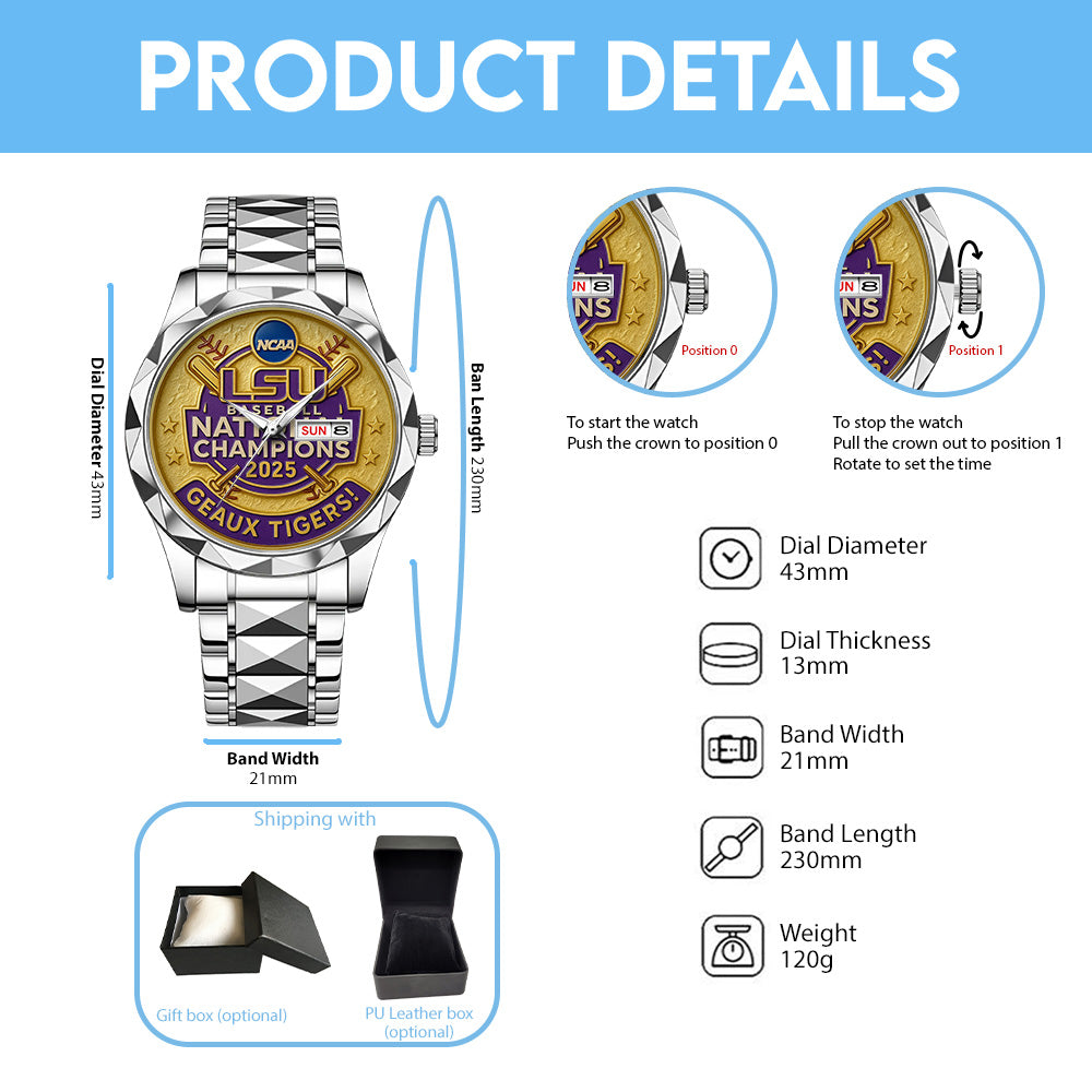LSU Tigers Baseball Alloy Luxury Quartz Watch - TANTN 14047