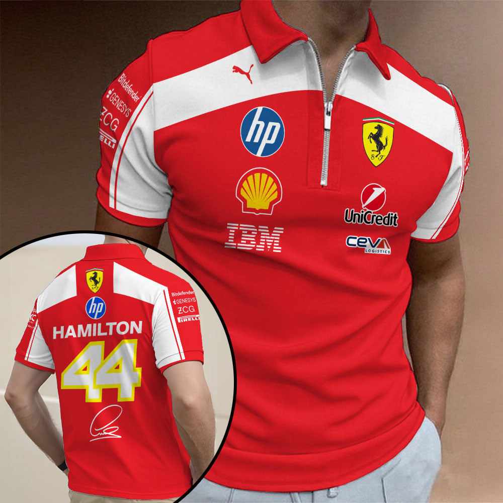 Lewis Hamilton x Scuderia Ferrari Zip Polo Shirt – MAITM14770