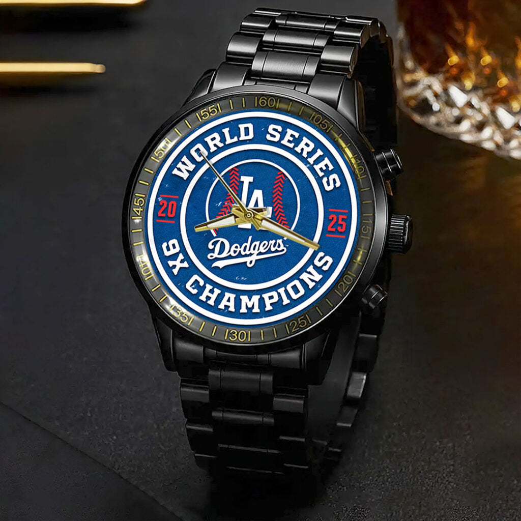 Los Angeles Dodgers 2025 World Series Champions Black Stainless Steel Watch - HOATT14284
