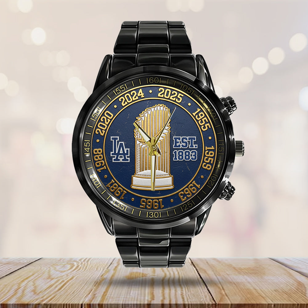 Los Angeles Dodgers Black Stainless Steel Watch - TMTHU1887
