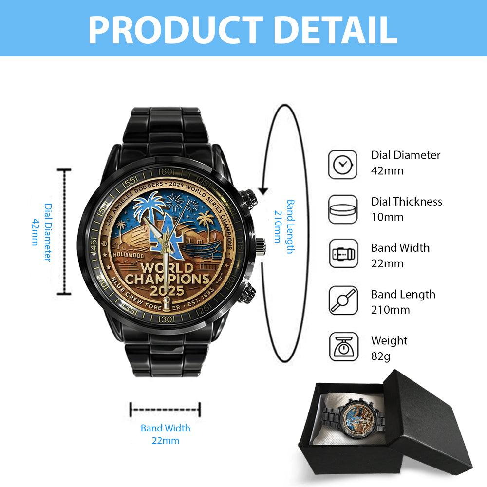 Los Angeles Dodgers World Series 2025 Black Stainless Steel Watch - TANTN18554