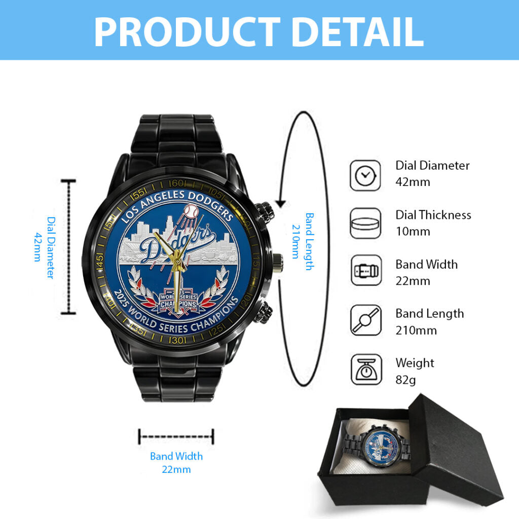 Los Angeles Dodgers World Series 2025 Black Stainless Steel Watch - TANTN18570