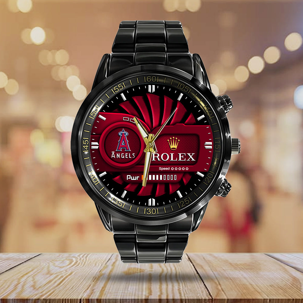Los Angeles Angels Black Stainless Steel Watch - MAITM13435