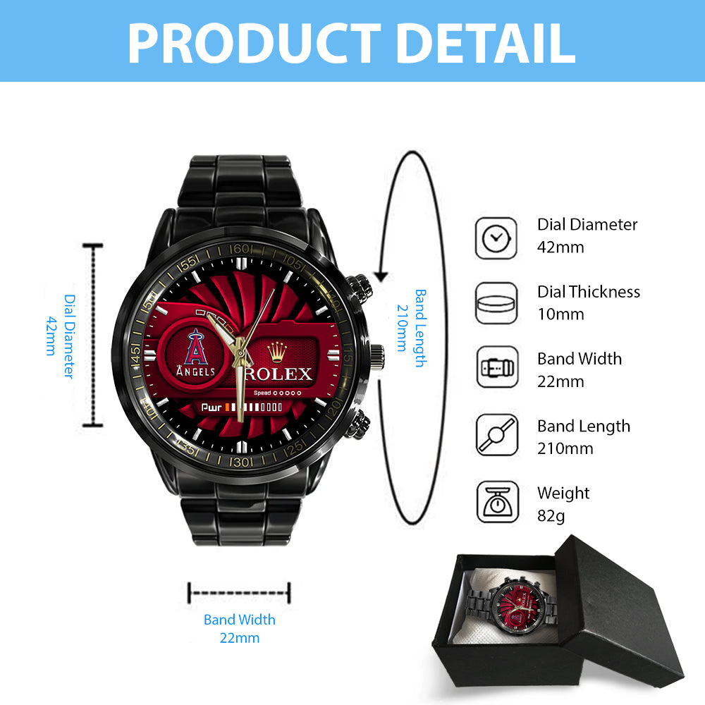 Los Angeles Angels Black Stainless Steel Watch - MAITM13435