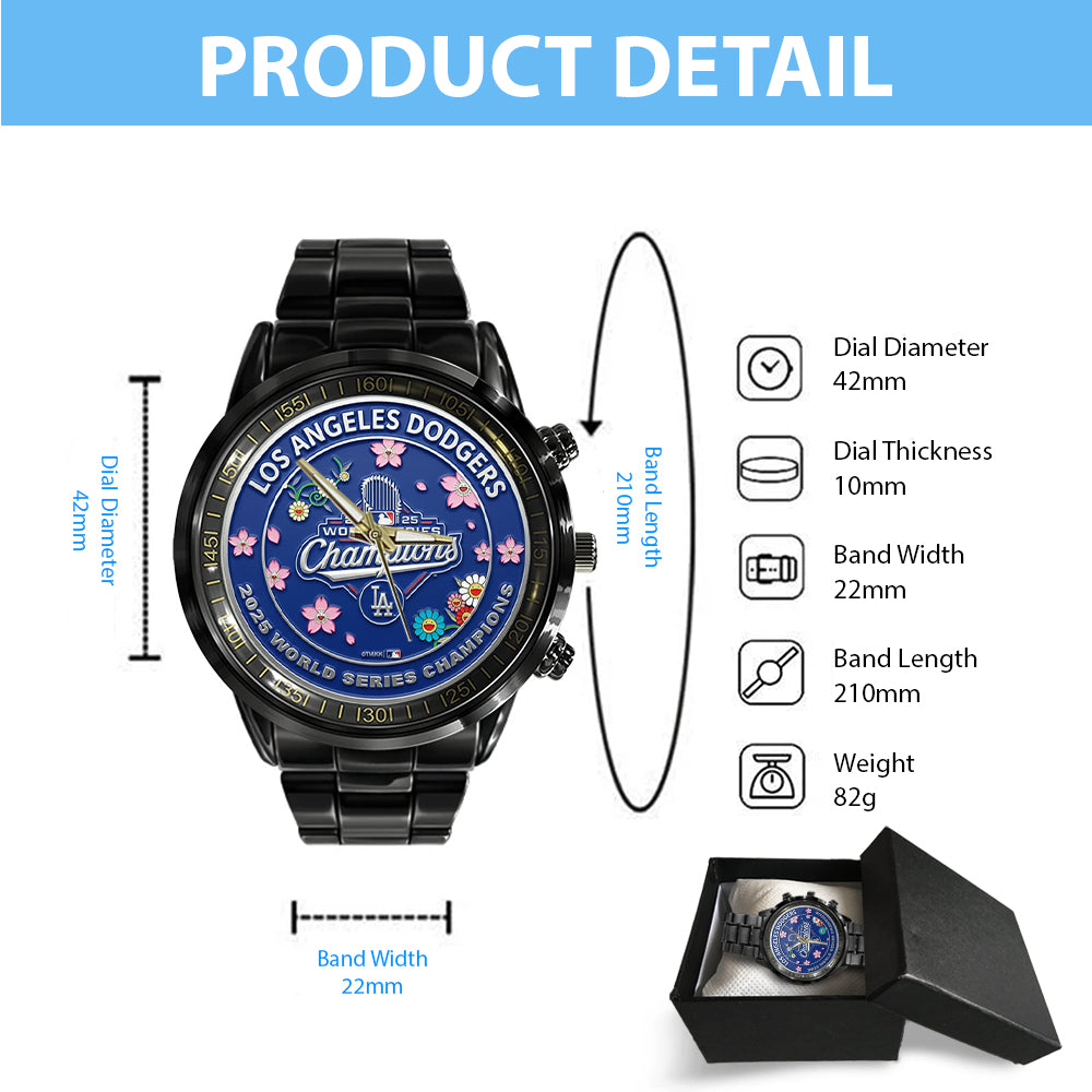 Los Angeles Dodgers Black Stainless Steel Watch - TMTHU1907