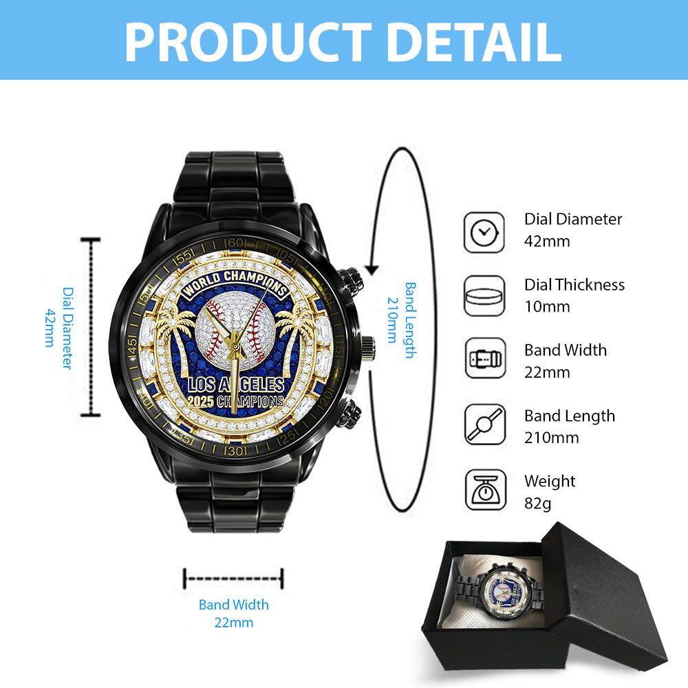Los Angeles Dodgers World Series 2025 Black Stainless Steel Watch - TANTN19024