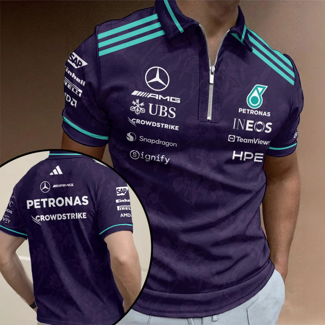 Mercedes AMG Petronas F1 Team Vanda Bloom 2026 Zip Polo Shirt – TANTN25244