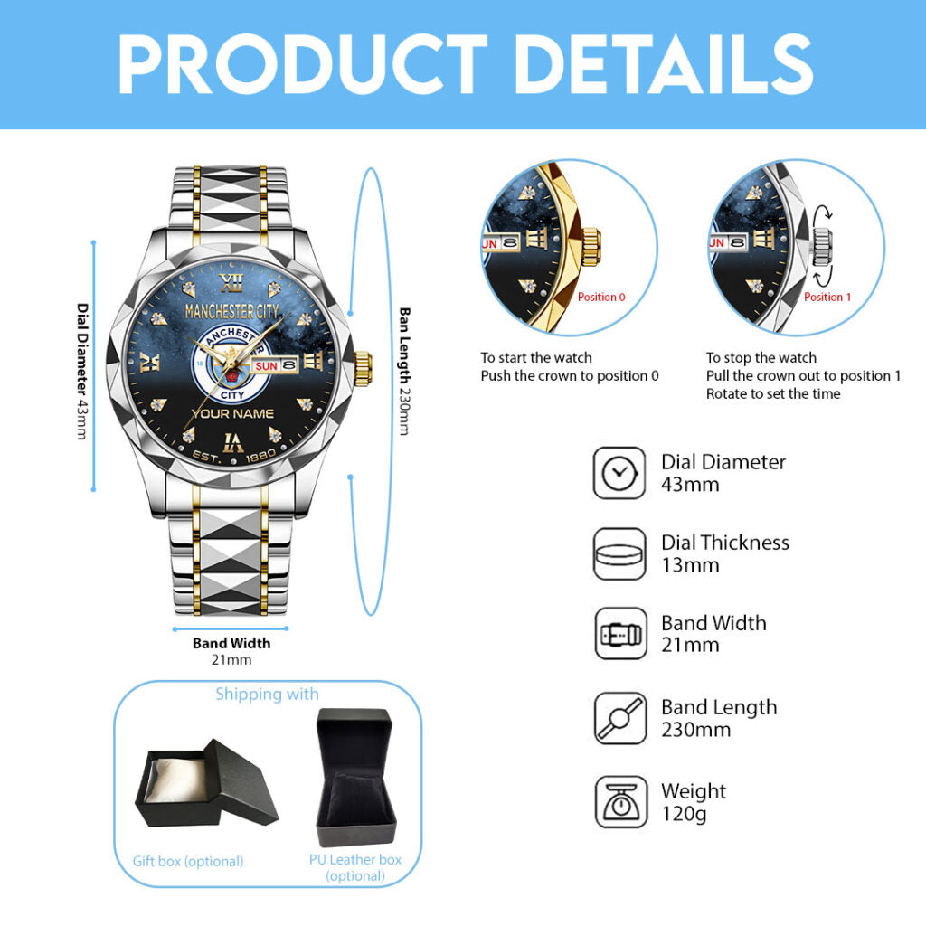 Personalized Manchester City Alloy Luxury Quartz Watch - TANTN22734