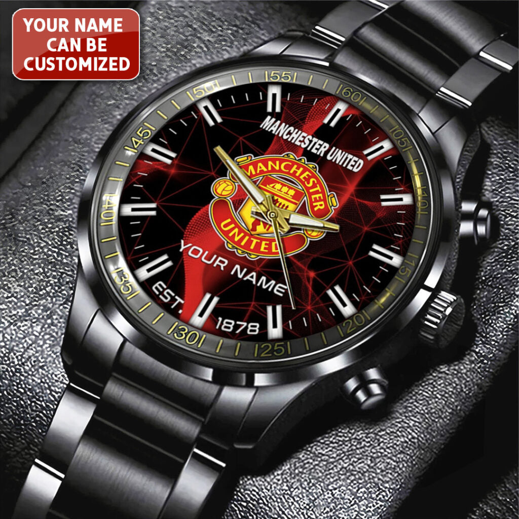 Personalized Manchester United Black Stainless Steel Watch - TANTN23556