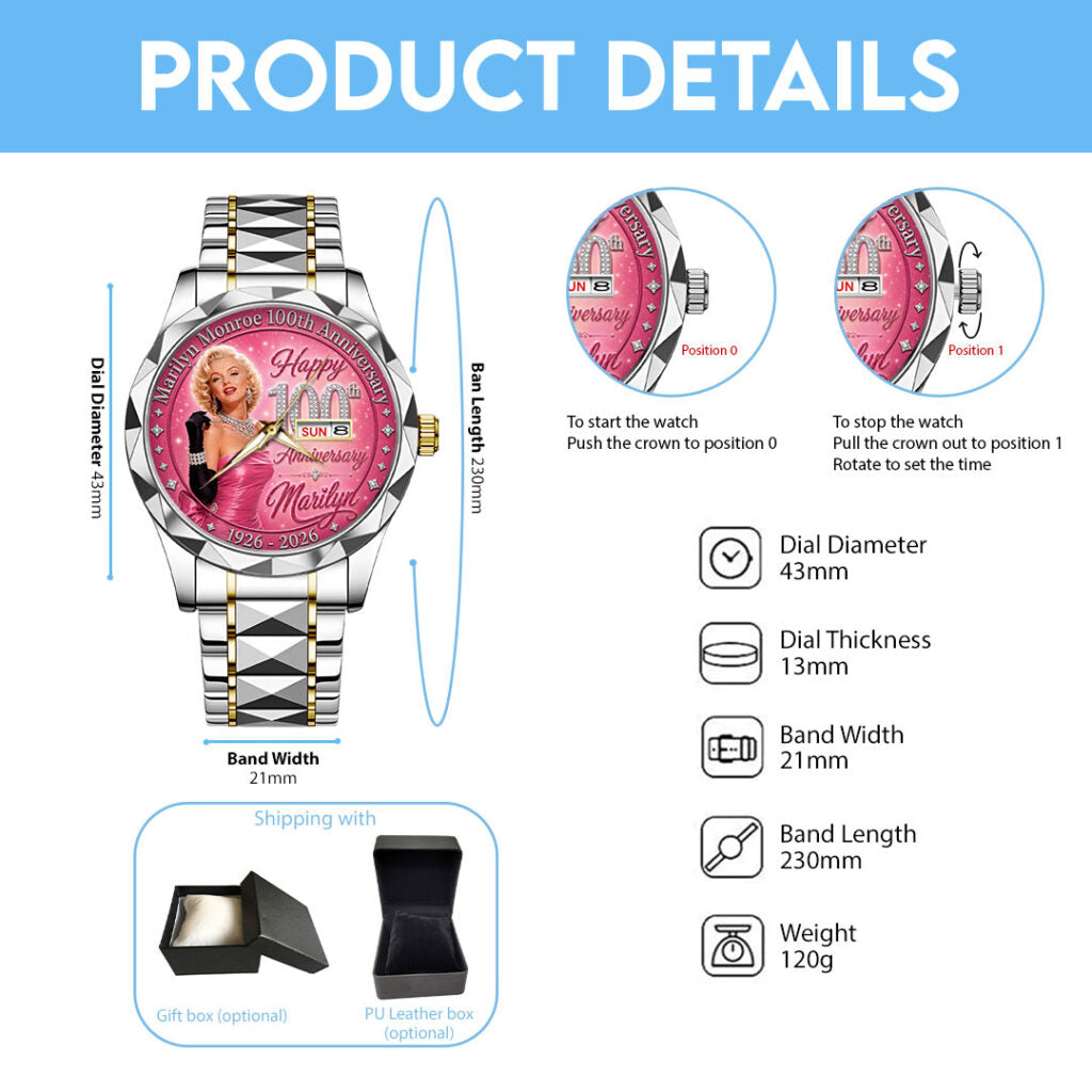 Marilyn Monroe 100th Anniversary Alloy Luxury Quartz Watch - TMTHU7662