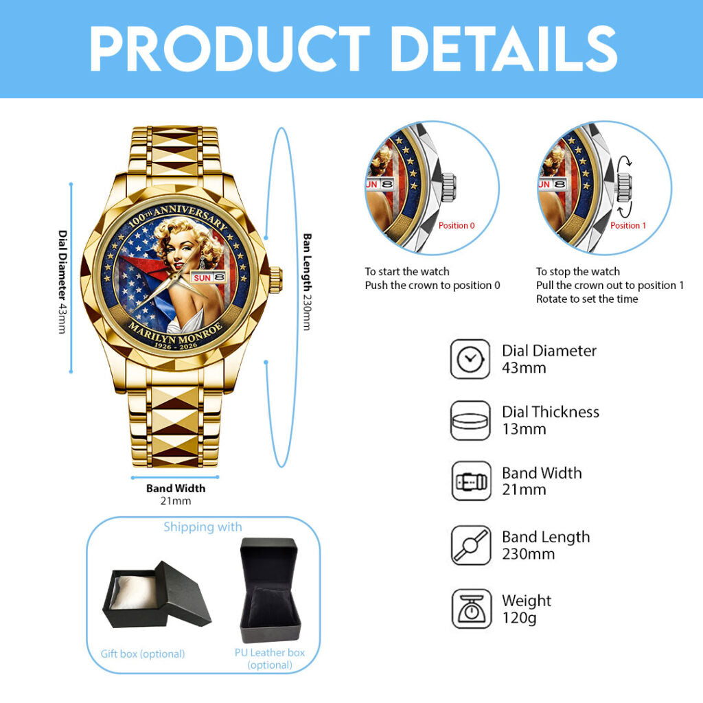 Marilyn Monroe 100th Anniversary Alloy Luxury Quartz Watch - TMTHU3842