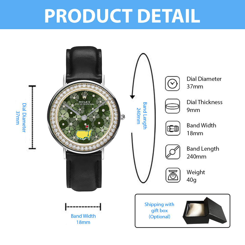 Masters Tournament x Rolex Black Stitched Leather Watch - MAITM15104