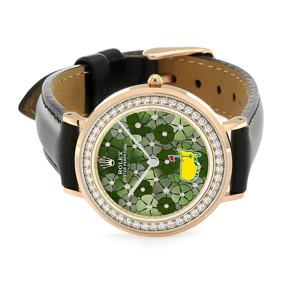 Masters Tournament x Rolex Black Stitched Leather Watch - MAITM15104
