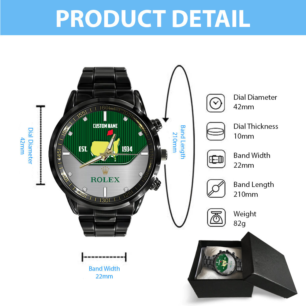 Personalized Masters Tournament x Rolex Black Stainless Steel Watch - MAITM 6383