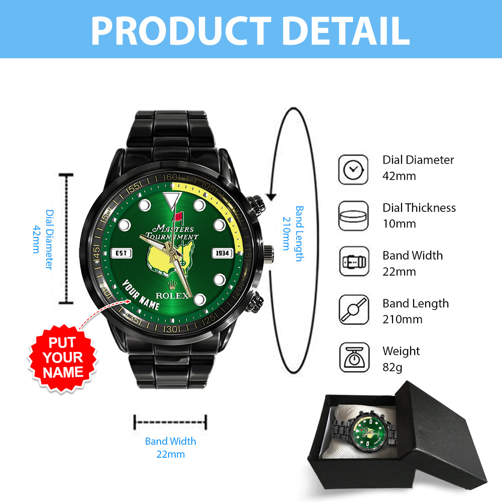 Personalized Masters Tournament x Rolex Black Stainless Steel Watch - MAITM 6312
