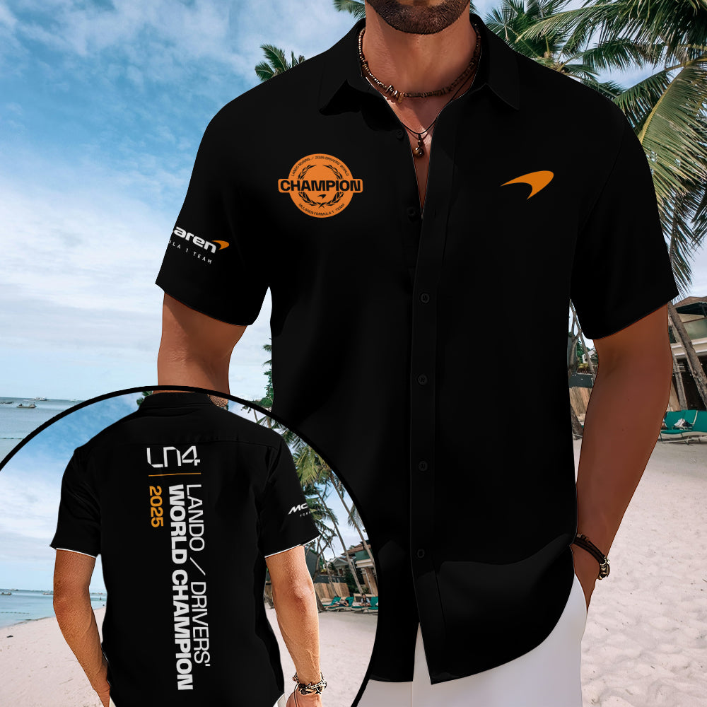 McLaren x Lando Norris 2025 World Champion Short Sleeve Button-Down Shirt – MAITM14037