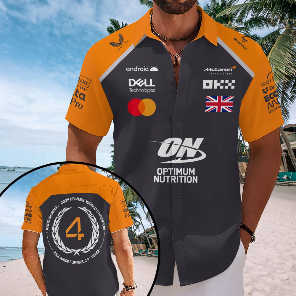 McLaren x Lando Norris 2025 World Champion Short Sleeve Button-Down Shirt – MAITM14039