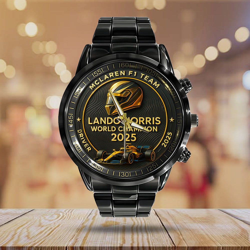 McLaren x Lando Norris World Champions 2025 Black Stainless Steel Watch - TANTN19230