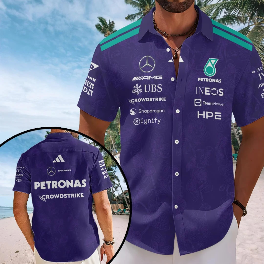 Mercedes AMG Petronas F1 Team Short Sleeve Button-Down Shirt – HOATT20768