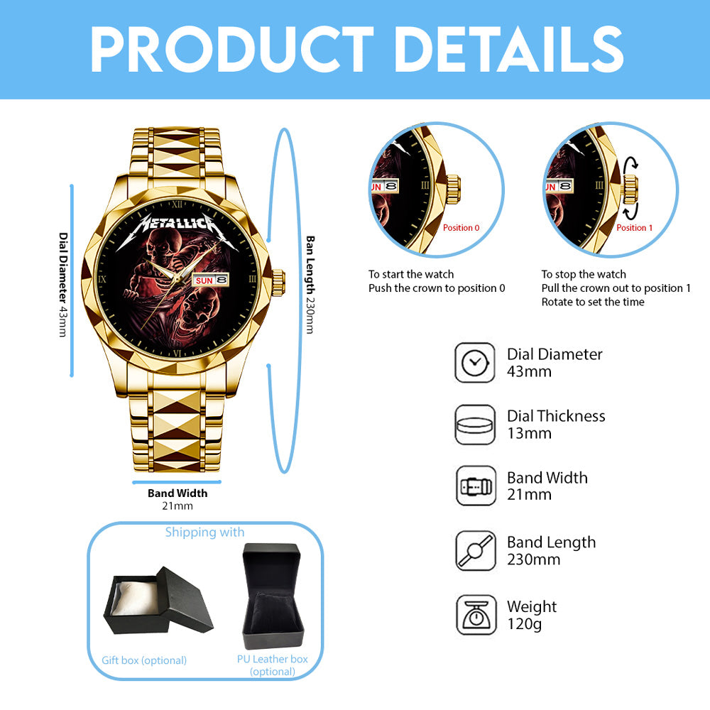Metallica Alloy Luxury Quartz Watch - GNE 4009