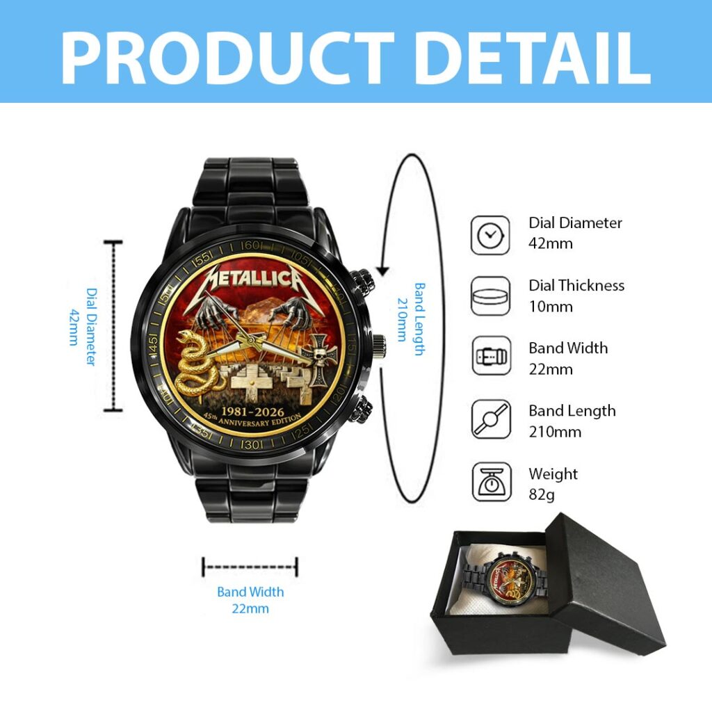 Metallica 45th Anniversary Black Stainless Steel Watch - HOATT16056