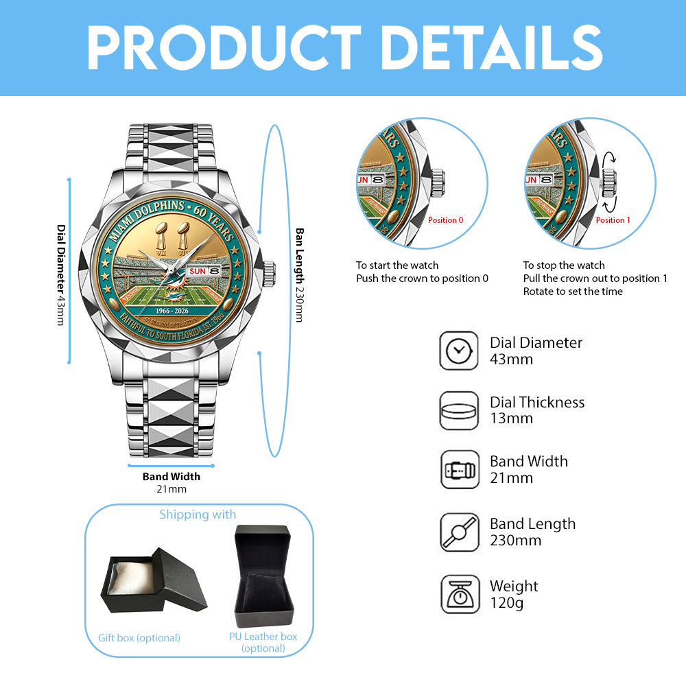 Miami Dolphins 60 years Alloy Luxury Quartz Watch - MAITM14246