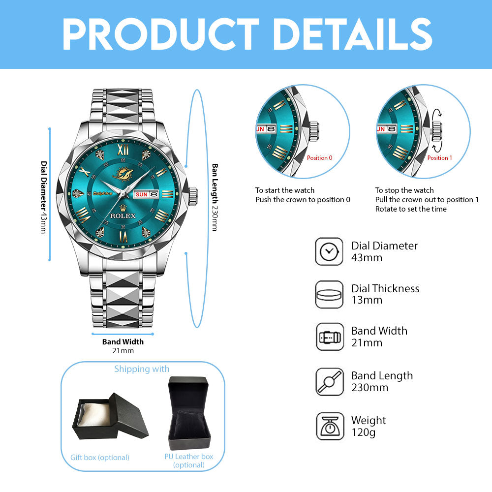 Miami Dolphins x Rolex Alloy Luxury Quartz Watch - MAITM13401