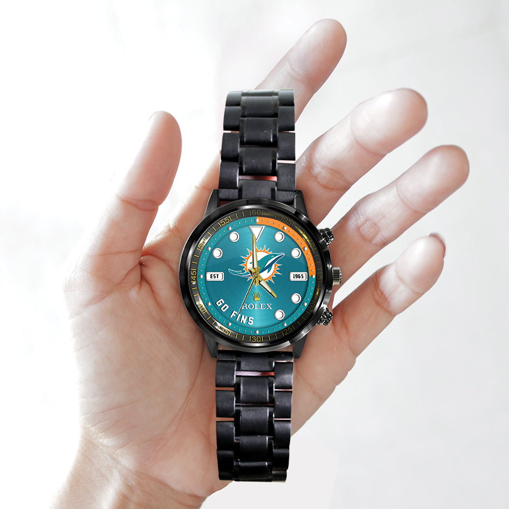 Miami Dolphins x Rolex Black Stainless Steel Watch - MAITM13239