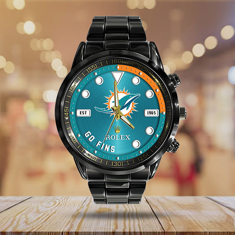 Miami Dolphins x Rolex Black Stainless Steel Watch - MAITM13239
