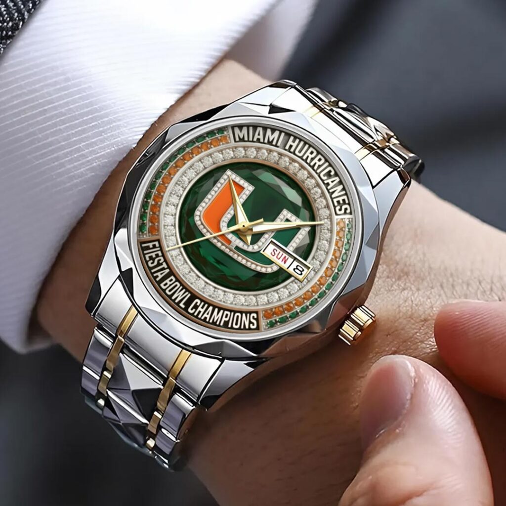 Miami Hurricanes Football 2026 Fiesta Bowl Champions Alloy Luxury Quartz Watch - HOATT15612