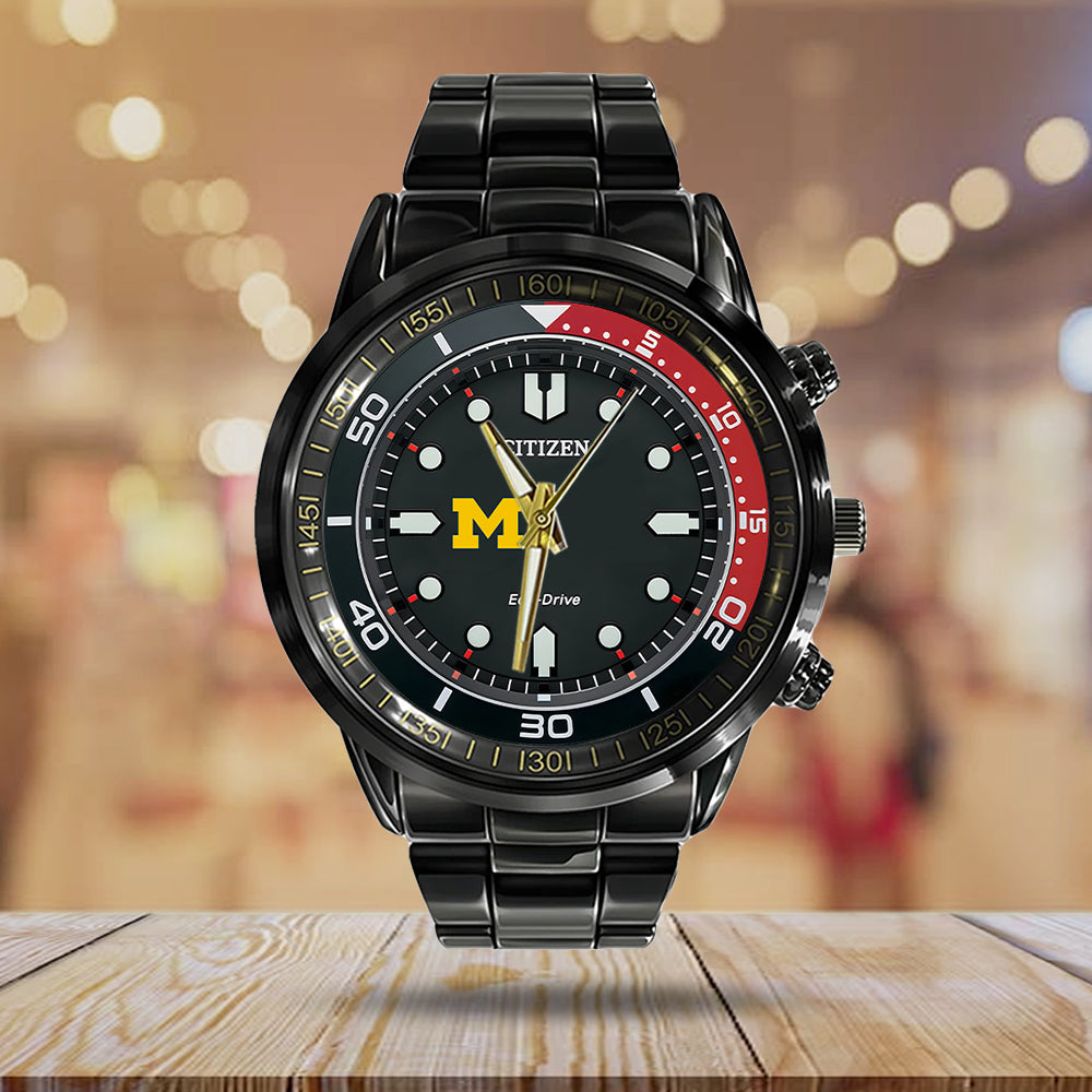Michigan Wolverines Men's Basketball Black Stainless Steel Watch - TMTHU5084