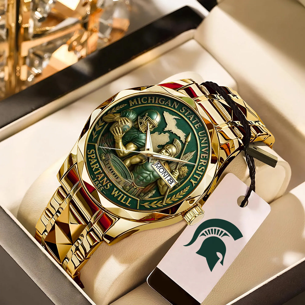 Michigan State Spartans Football Alloy Luxury Quartz Watch - TANTN17941