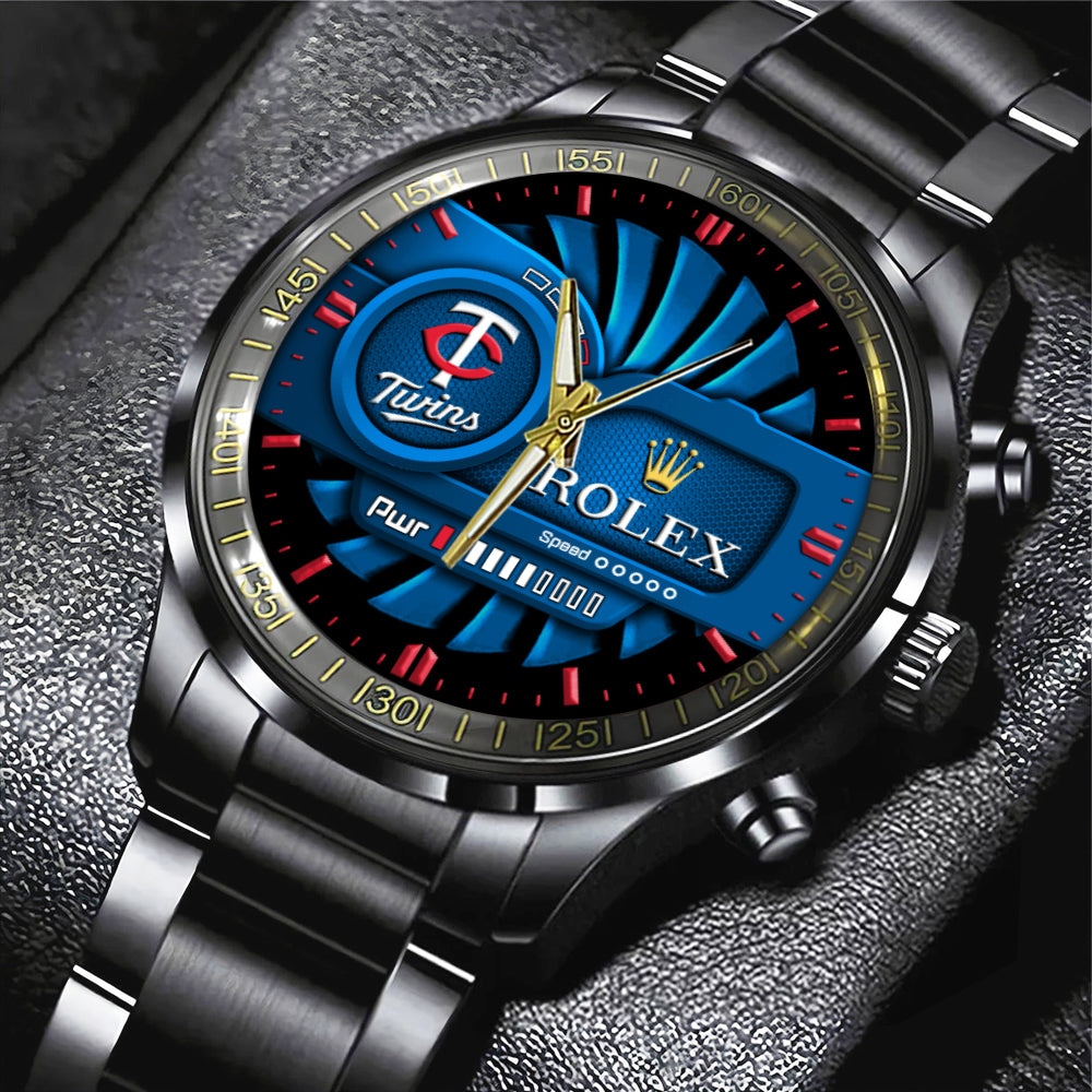 Minnesota Twins Black Stainless Steel Watch - MAITM13439