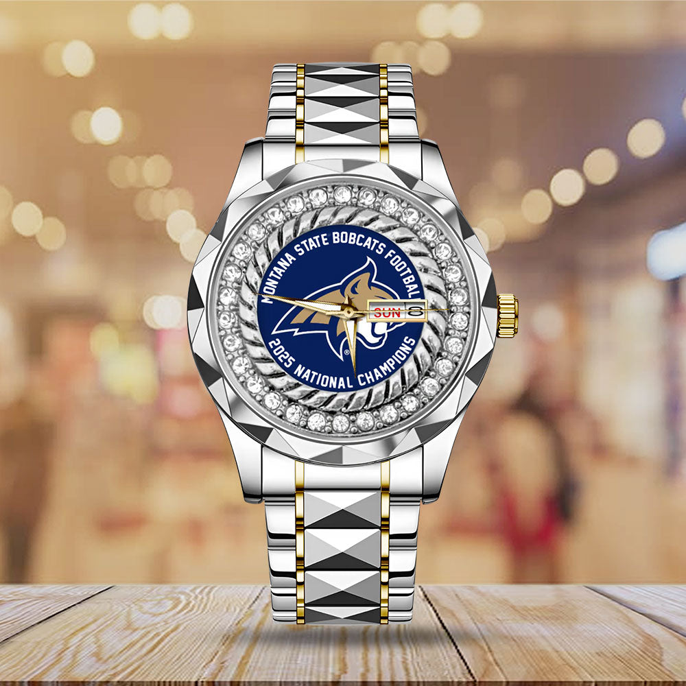 Montana State Bobcats Football 2025 National Champions Alloy Luxury Quartz Watch - MAITM14961
