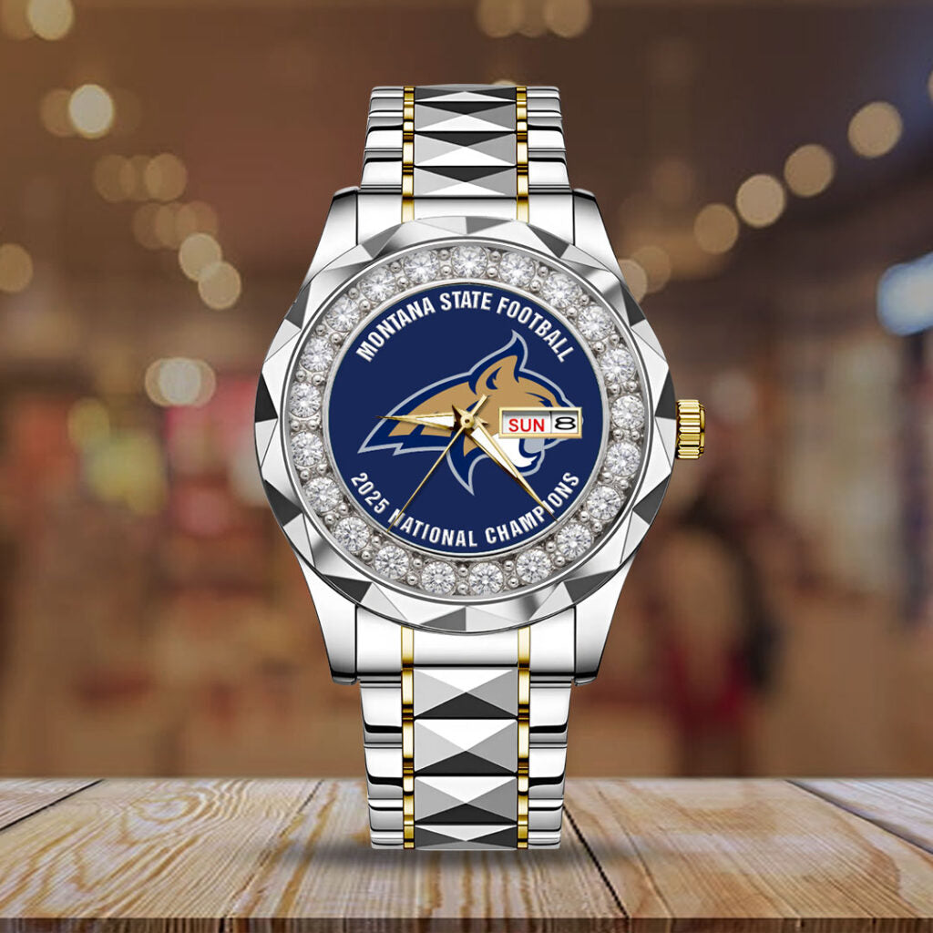 Montana State Bobcats Football 2025 National Champions Alloy Luxury Quartz Watch - MAITM14941