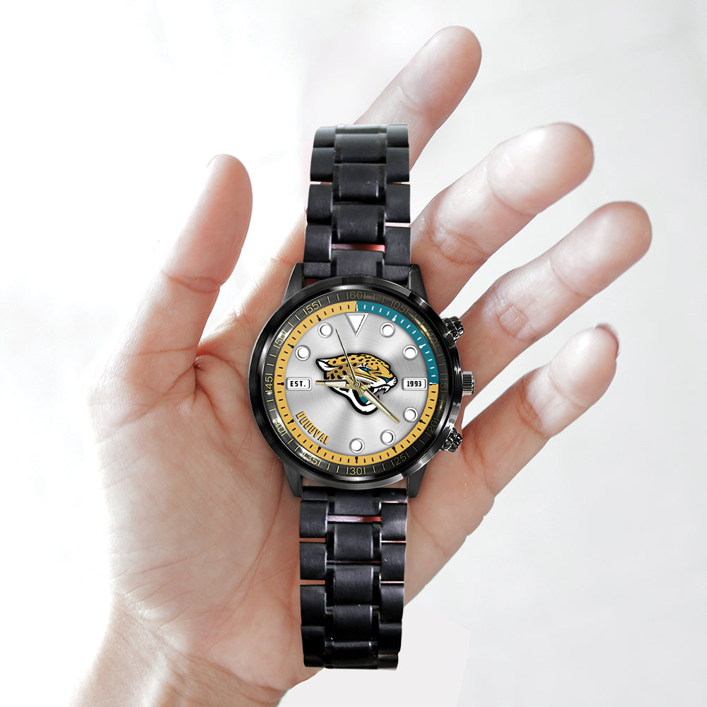 Jacksonville Jaguars Black Stainless Steel Watch - HOATT12946