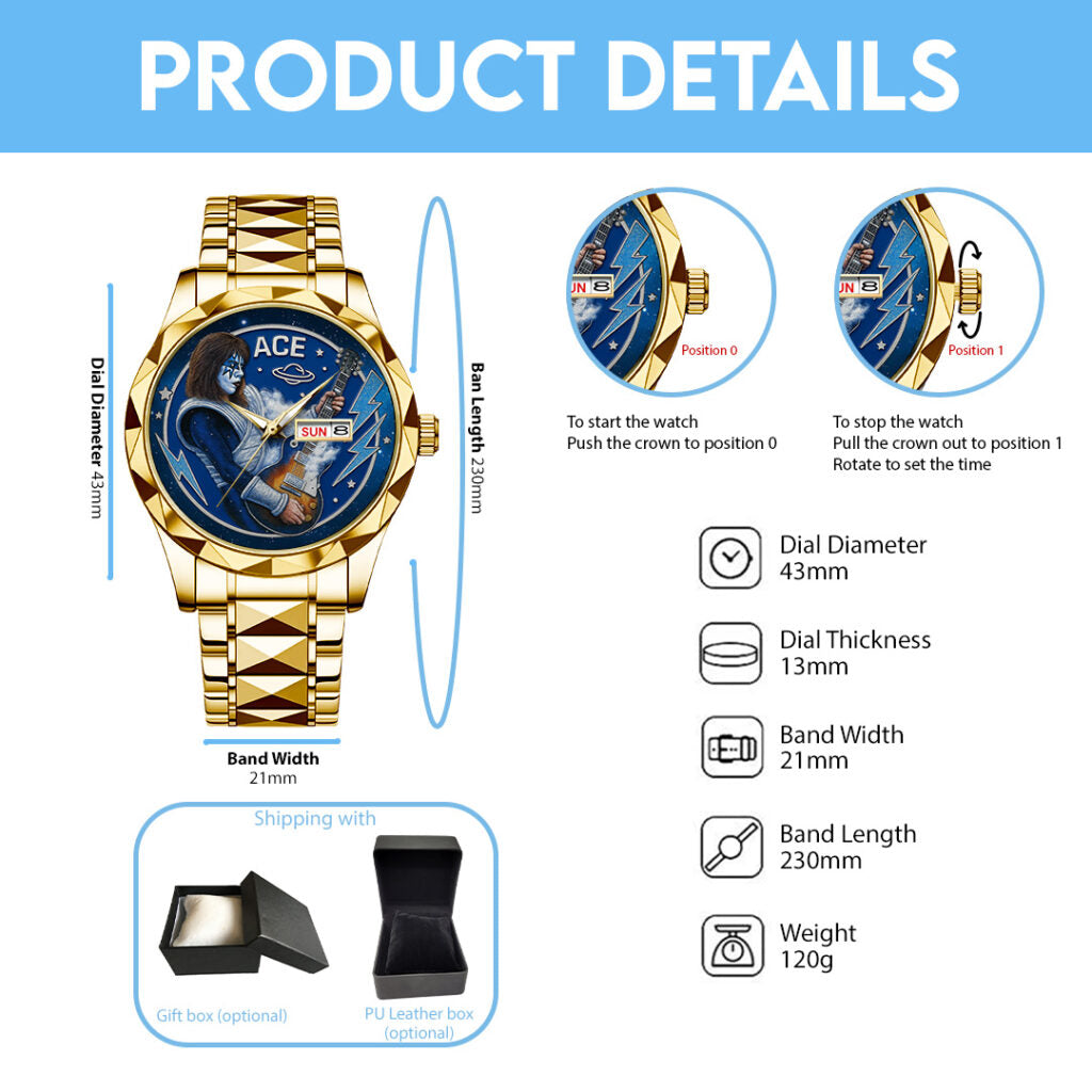 KISS x Ace Frehley Alloy Luxury Quartz Watch - NGHIAVT5369