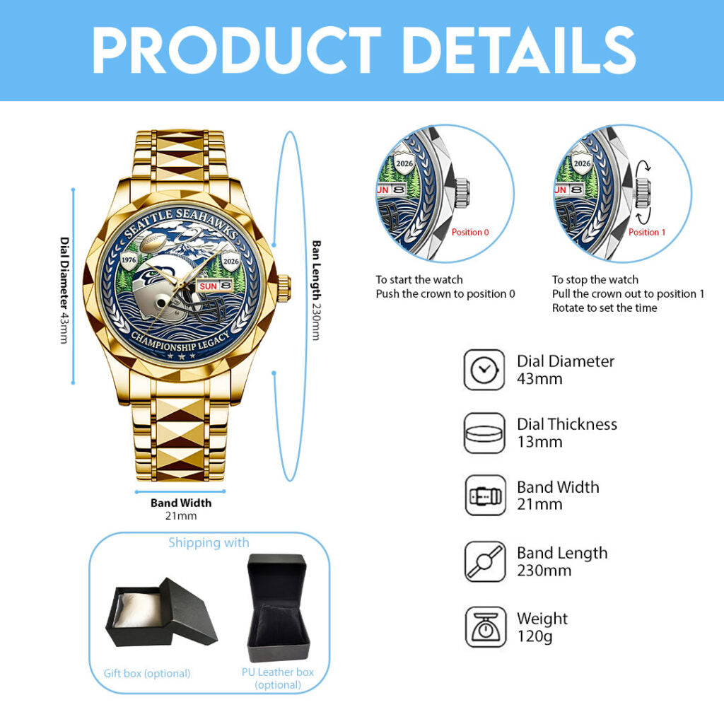 Seattle Seahawks 50th Anniversary 2026 Alloy Luxury Quartz Watch - NGHIAVT9267