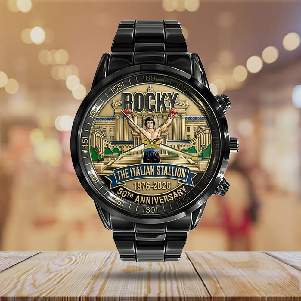 Rocky Balboa 50th Anniversary Black Stainless Steel Watch - NGHIAVT9273