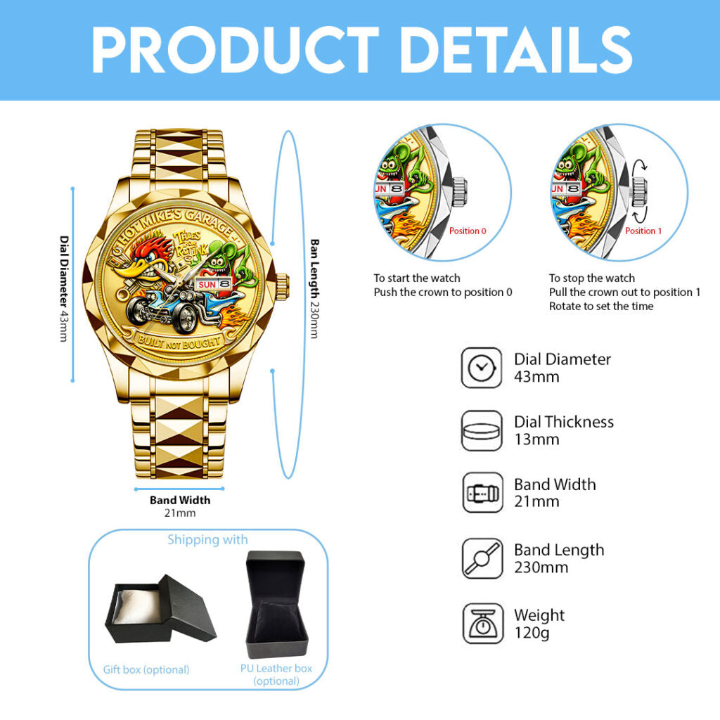 Rat Fink Iron Garage Rebellion Alloy Luxury Quartz Watch - NGHIAVT9322