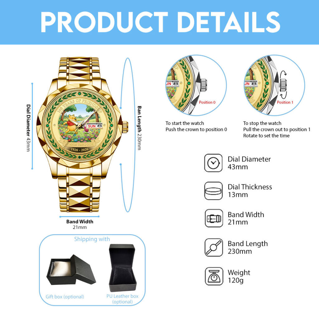 Winnie-the-Pooh 100th Anniversary Alloy Luxury Quartz Watch - NGHIAVT9356