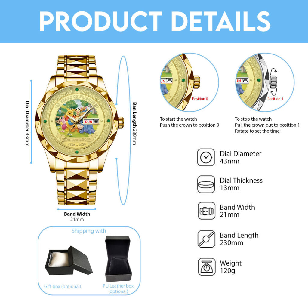 Winnie-the-Pooh 100th Anniversary Alloy Luxury Quartz Watch - NGHIAVT9357