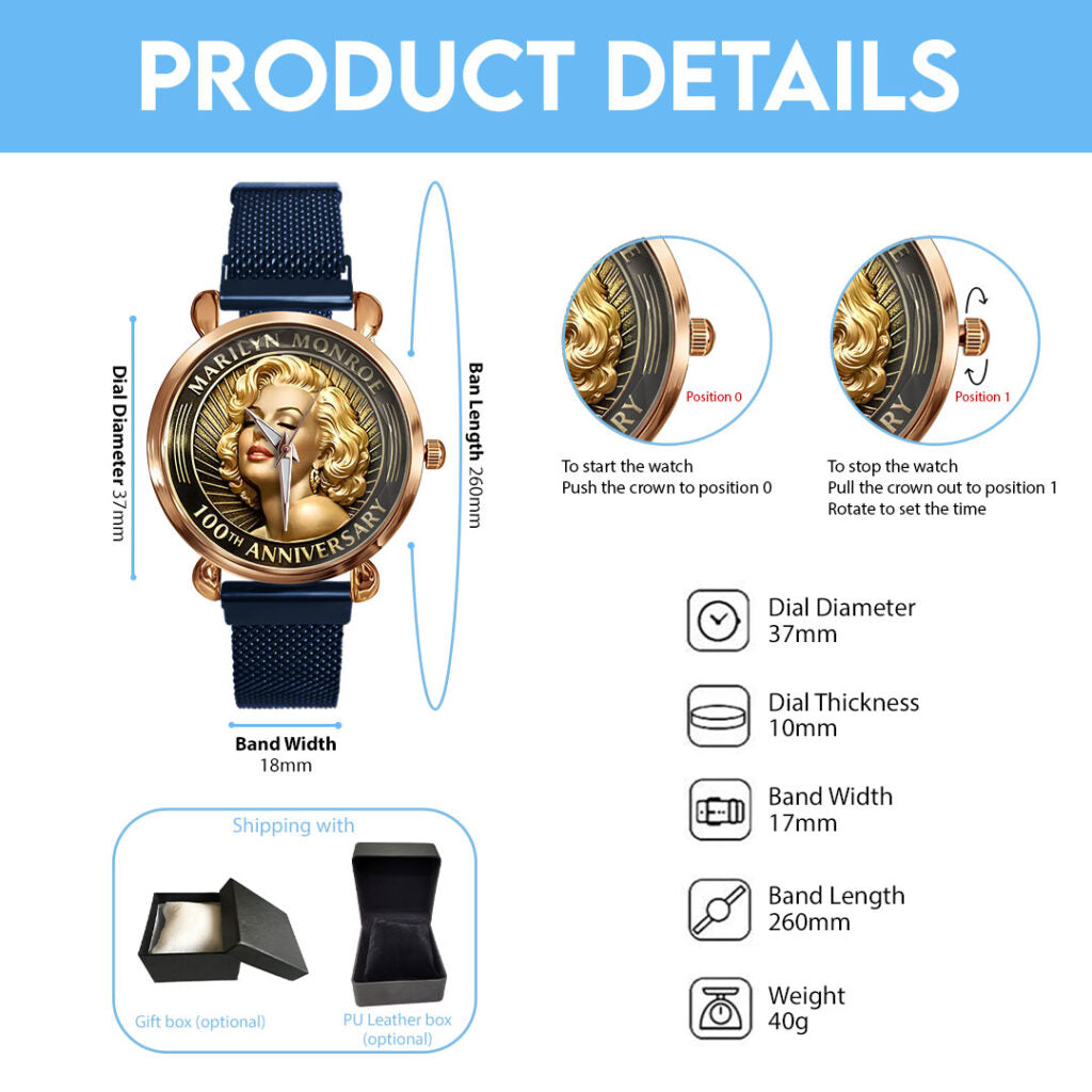 Marilyn Monroe 100th Anniversary Mesh Strap Quartz Watch - NGHIAVT9393