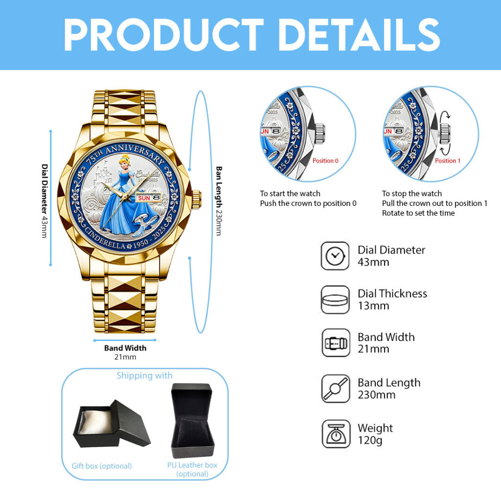 Cinderella 1950-2025 75th Anniversary Alloy Luxury Quartz Watch - NGHIAVT9414