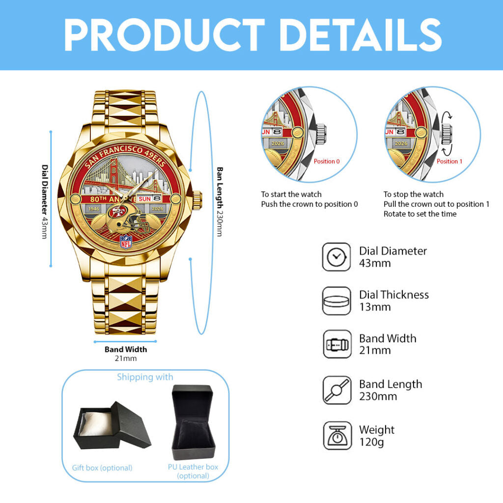 San Francisco 49ers 80th Anniversary Alloy Luxury Quartz Watch - NGHIAVT9625