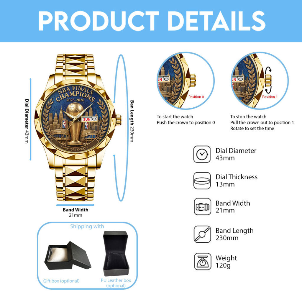 New York Knicks NBA Finals Champions 2026 Alloy Luxury Quartz Watch - TANTN23630
