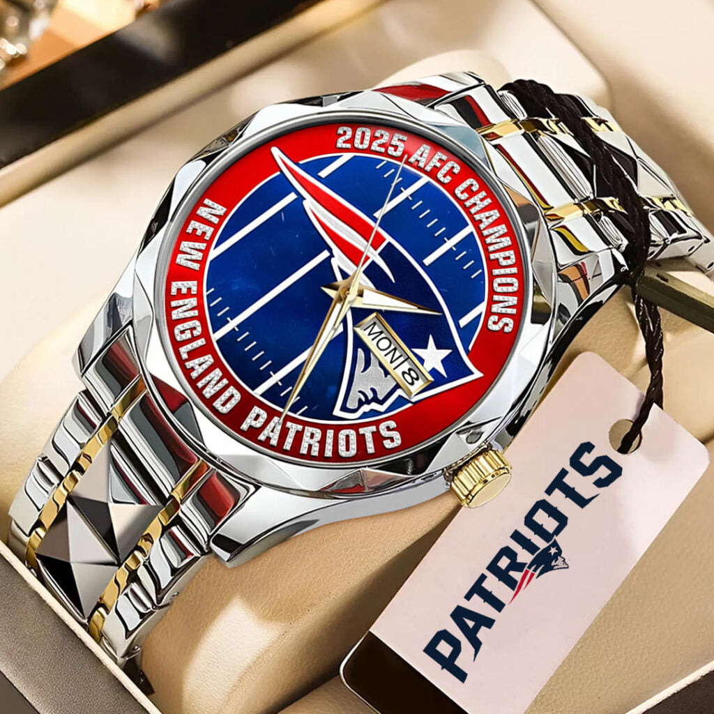 New England Patriots 2025 AFC Champions Alloy Luxury Quartz Watch - TMTHU3455