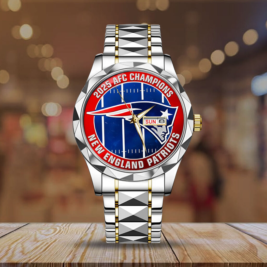 New England Patriots 2025 AFC Champions Alloy Luxury Quartz Watch - TMTHU3455