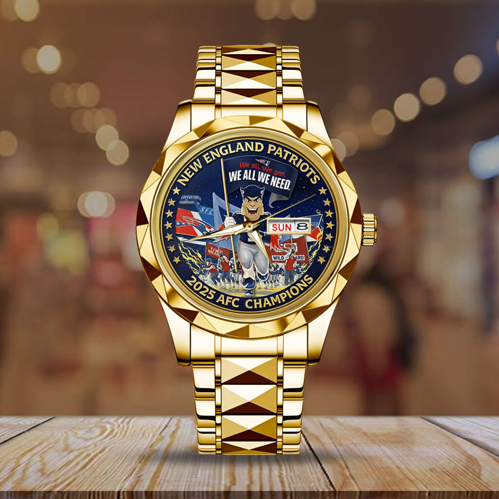 New England Patriots 2025 AFC Champions Alloy Luxury Quartz Watch - TMTHU3479