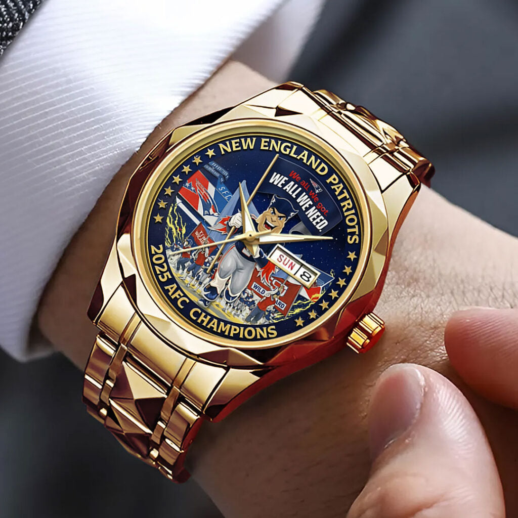 New England Patriots 2025 AFC Champions Alloy Luxury Quartz Watch - TMTHU3479